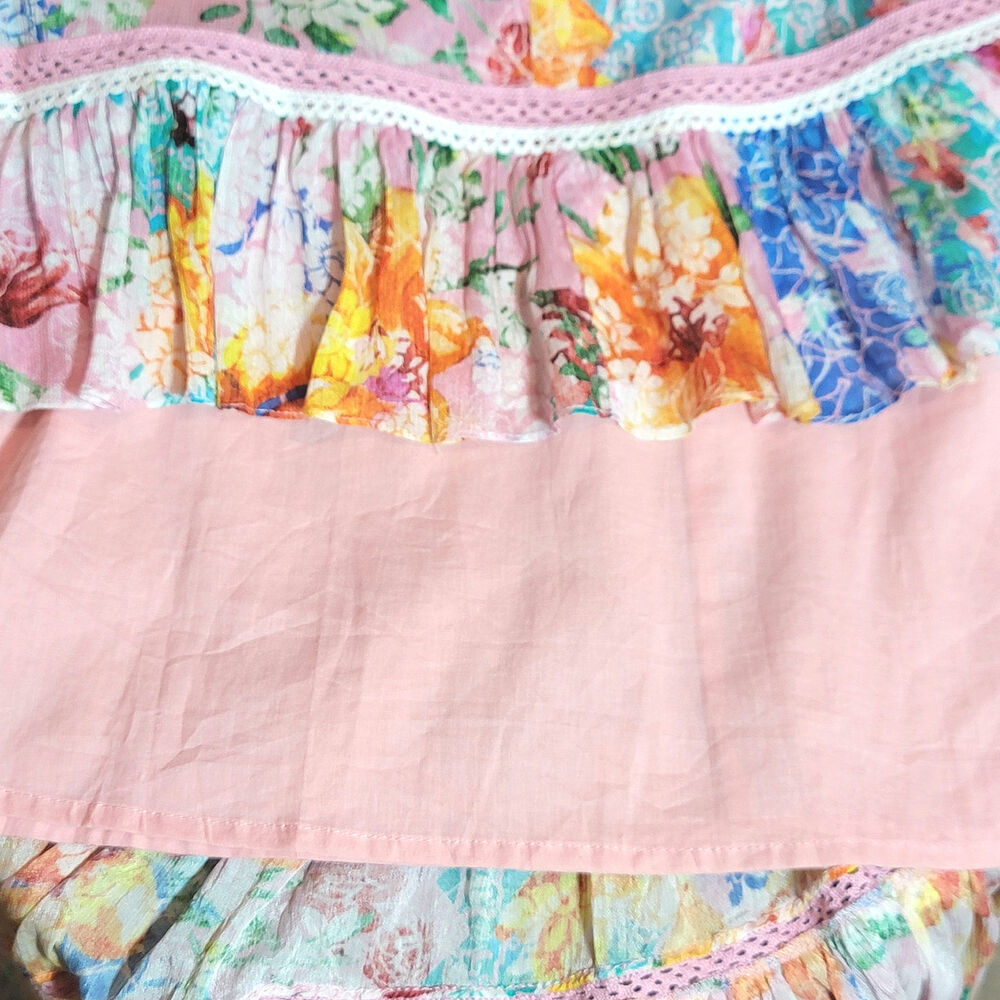 Anthropologie Bhanuni By Jyoti Yuko Floral Beaded Halter Maxi Dress Pink Blue 4 - Picture 13 of 16